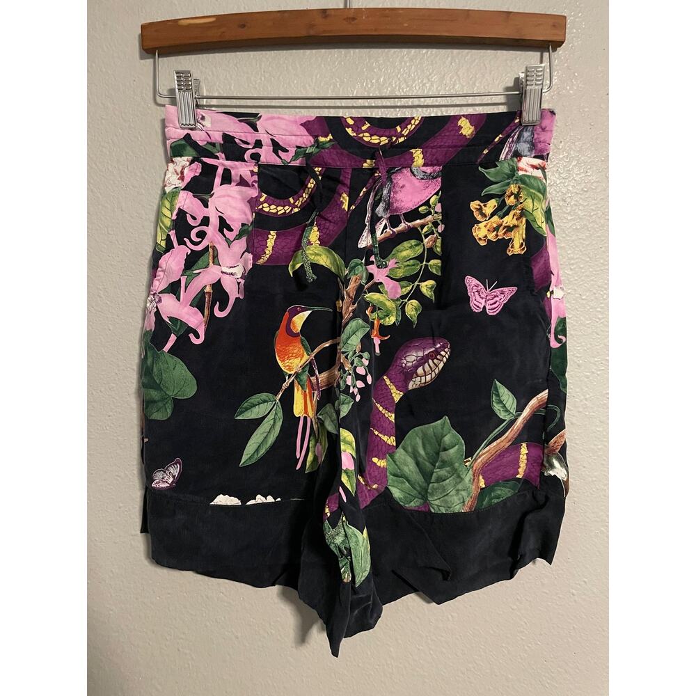 NiLuu Shorts Womens Medium Multicolor Tropical Animal Floral Cupro Lounge Boho